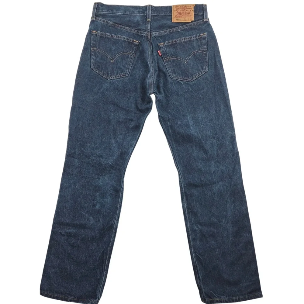 Levis 501xx‎ Mens Distressed Straight Leg Jeans Dark Wash Button Fly 34x33